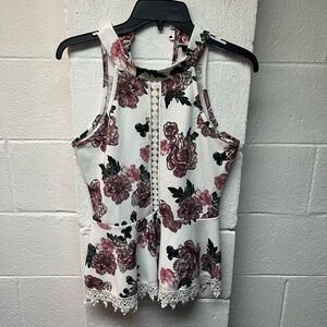 Rue21 Pink and Green Floral Top. Medium
